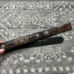 Nocona Belt Co Youth Western Conch Whipstitch Leather Belt Size 20 NO BUCKLE
